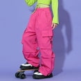 thumbnail image 6 of Girl's Casual Elastic Waist Cargo Pants Multi Pockets Lightweight Cotton Teens Trousers School Teens 3-14 Years, 6 of 7