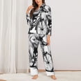 thumbnail image 2 of Xecao Capybara Riding Bicycle Print Women Pajamas Set Soft Sleepwear Pjs long Sleeve Button Down Nightwear with Long Pants, 2 of 6