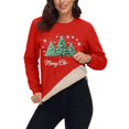 thumbnail image 6 of Danhjin Christmas Sweatshirts for Women Fleece Lined Festive Print Oversized Pullover Tops Long Sleeve Loose Crew Neck Fall Winter Fashion Casual Warm Shirts, 6 of 7