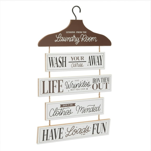 Lessons from The Laundry Room Sign Funny Hanging Wooden Wall Plaque, Cute Laundry Room Décor and Accessories for Bathroom, Farmhouse-Style Home Decor (5 Pieces, 12x20 in)