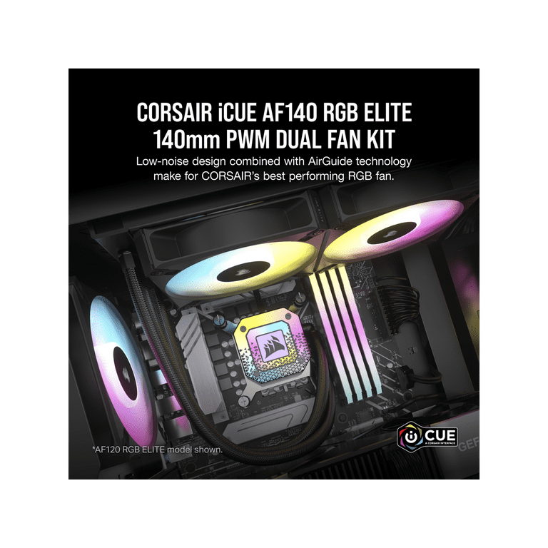 CORSAIR AF140 RGB ELITE 2個入り CORSAIR iCUE AF140 RGB ELITE 140mm PWM Dual Fan Kit - Eight
