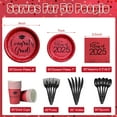 thumbnail image 3 of 350pcs Class of 2025 Graduation Plates AFN1and Napkins Paper Plate Set Polka Dots Plates Napkins Cups Knife Fork Spoon for Graduation Party Decorations and Supplies,Serve 50 (Red Black）, 3 of 3