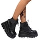 thumbnail image 4 of Zapatos de mujer Moda Punta redonda Tacón de cuña Barril bajo con cordones Botas brillantes de charol Wmkox8yii sa2664, 4 of 9