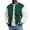 Dark Green, variant on Mens Fleece Varsity Jacket Casual Knit Stand Collar Snap Front Baseball Style Outerwear Ribbed Trim Regular Fit Black L