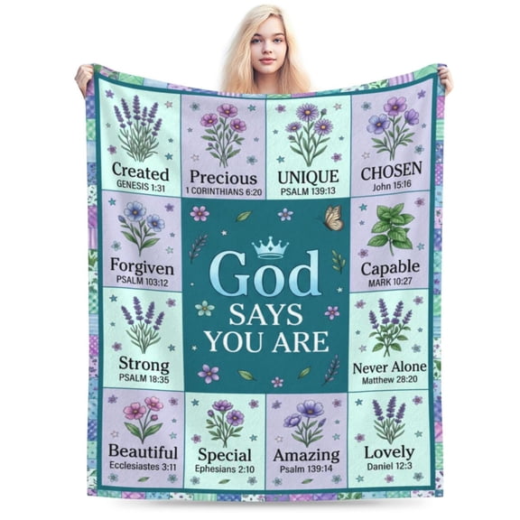Christian Gifts for Women, Religious Blanket with Flowers, Inspirational Birthday Gifts for Women, Gifts for Sister, Friend, Daughter, Mom, Soft Throw Blankets 50x40
