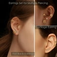 thumbnail image 3 of Hypoallergenic Surgical Steel Earrings for Women Men Sensitive Ears Dainty 14K Gold Plated Stainless Steel Earrings Flat Back Gold Small Stud Hoop Cartilage Earring Set for Multiple Piercing, 3 of 8