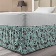 thumbnail image 1 of Floral Bed Skirt, Rhythmic Curlicue Flowers Leaves Classic Print with Shadows Silhouettes, Elastic Bedskirt Dust Ruffle Wrap Around for Bedding Decor, 4 Sizes, Pale Seafoam and Brown, by Ambesonne, 1 of 2