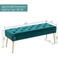 thumbnail image 3 of Wubio Modern Velvet Bench Ottoman, Upholstered Bedroom Benches Footrest Stool Button-Tufted Table Bench Dining Bench with Gold Metal Base for Entryway Dining Room Living Room Bedroom, Atrovirens, 3 of 9