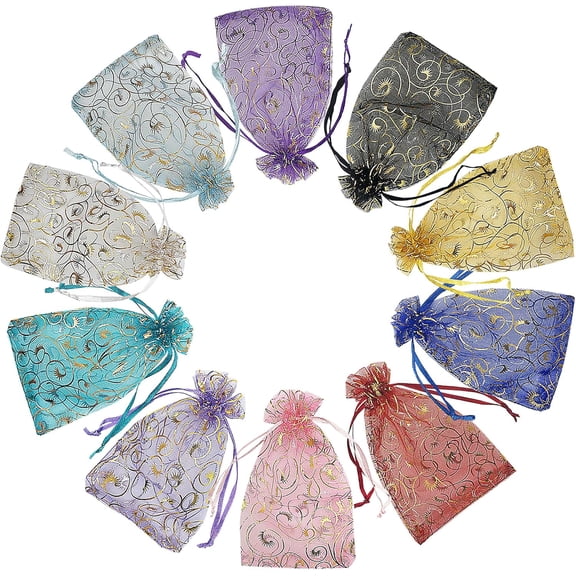 100 count Small Organza Bags 4x6 inch Mesh  Bags Drawstring  Bag  for Wedding Party Shower Favor Candy Sachet Candle Craft  Bags