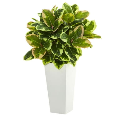 Nearly Natural 32in. Variegated Rubber Artificial Plant in Planter