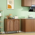 thumbnail image 6 of LEFHDA 31.5" Fluted Sideboard Buffet Cabinet with 2 Doors & Adjustable Shelves, Mid-Century Modern Wood Storage Cabinet with Arched Profile for Dining Room, Kitchen, Living Room, Hallway, 6 of 9