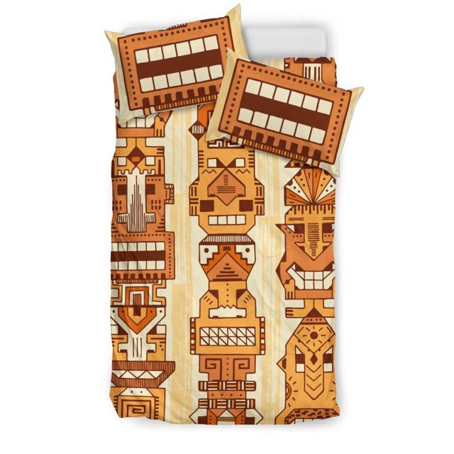 Juego de cama con estampado vertical naranja Tiki