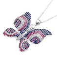 thumbnail image 3 of Matashi Rhodium Plated Butterfly Necklace w Pink Blue Clear CZ Stones Christmas Gift for Mom Wife Girlfriend Gift for, 3 of 7