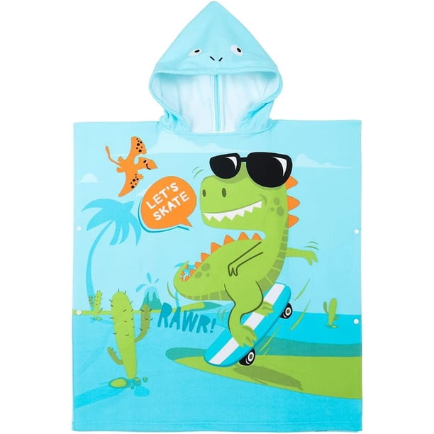 Toalla de baño para niños, Dinosaurios Toalla de Playa para niños Patrones Lindos Poncho de baño para niños Capa para niñas, niños y Salidas de baño para niños oso de fresa Electrónica