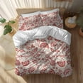thumbnail image 2 of Farmhouse Red Floral Duvet Cover Set California King Size Linen Boho Flower Rustic Country Soft Lightweight Comforter Covers 4 Piece Bedding Set with 1 Duvet Cover 1 Bed Sheet & 2 Pillow Shams, 2 of 8