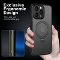 thumbnail image 3 of Phone Case for iPhone 15 Pro 6.1 inches, 360° Rotatable Magnetic Ring Stand Compatible with MagSafe Military Grade Shockproof Phone Covers for Women Men Boy Girls(Translucent Black), 3 of 14