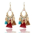 thumbnail image 2 of AYYUFE 1 Pair Hook Earrings Leafs Tassels Jewelry Vintage Long Lasting Drop Earrings for Daily Wear Alloy Multi-color, 2 of 8
