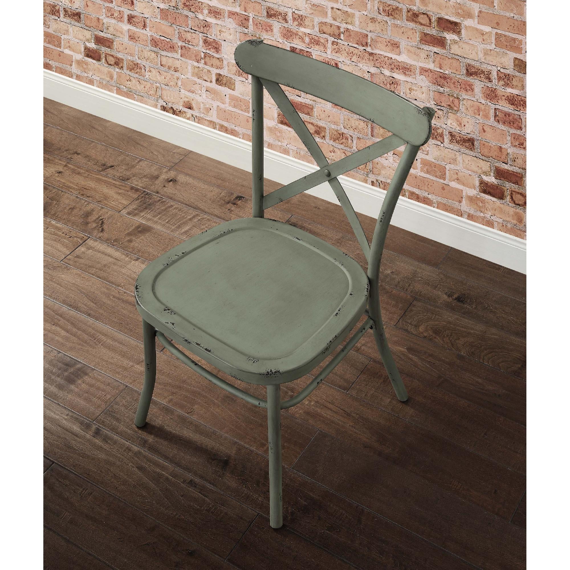Better Homes and Gardens Collin Distressed Dining Chair Set of 2 Green Finish Walmart