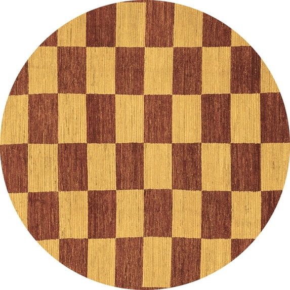 Ahgly Company Indoor Round Checkered Brown Modern Area Rugs, 6' Round