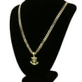 thumbnail image 3 of Mens 14k Gold Plated Brass Jesus Anchor Pendant 5mm 24" 14K Stamped Cuban Necklace Chain, 3 of 5