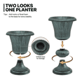 thumbnail image 4 of MoNiBloom 20" Plastic Urn Planter Vase for Outdoor Indoor Plants Garden Patio Vintage Decorative Pedestal Roman Flower Pot Decoration Retro Home Front Porch Door Decor (Dark Green), 4 of 7