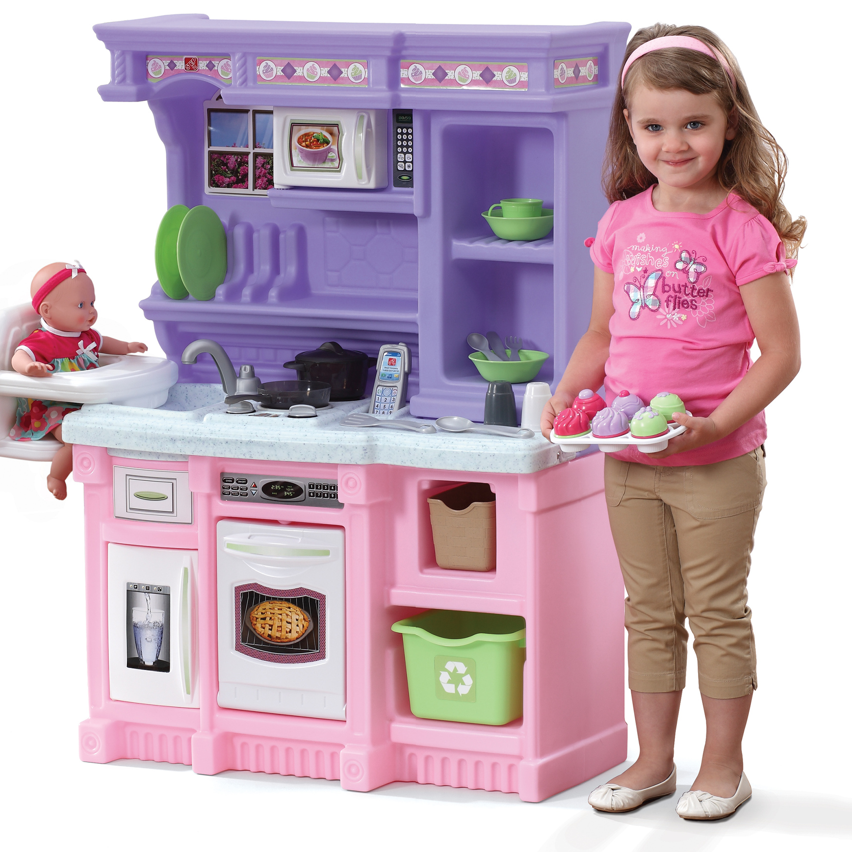 Step2 Little Bakers Pink Toddler Plastic Kitchen Playset with 30 Piece Play Set - image 3 of 17