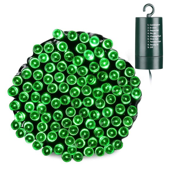 Cadena de luces Joomer, 66 pies, verde, 200 LED, batería impermeable