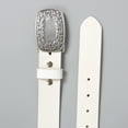 thumbnail image 2 of Snap On Leather Jean Belt with Western Fancy Scroll Engraving Oval Buckle, 2 of 3