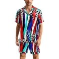 thumbnail image 1 of PRIYAL Men's Short Sleeve Pajama Sets Button Down Collar Sleepwear Soft Lounge Pjs Set Lightweight Men's Outfits, 1 of 12