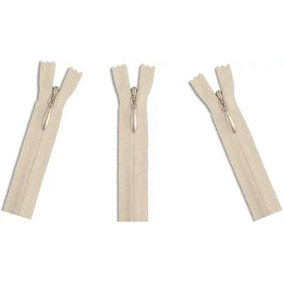 Invisible (Conceal) YKK Zippers - Perfect for Clothes, Crafts & Sewing Projects - Color: Beige #572 - Made in The United States (3 Zippers Per Pack) (30" Inches)