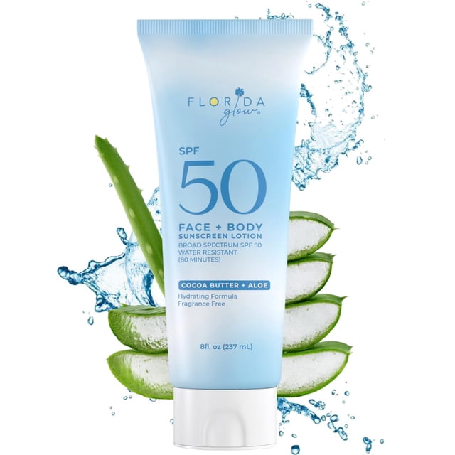 Loción de protección solar Florida Glow SPF 50, 240 ml, paquete de 1