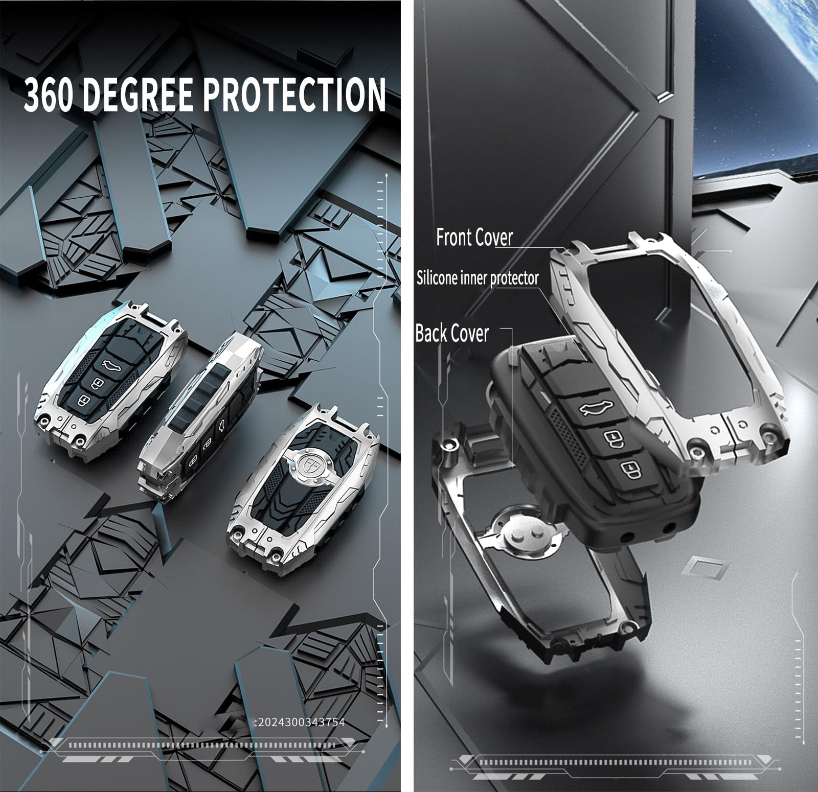 Heavy Key Fob Cover Case Protector, Zinc Alloy + Silicon, Suitable for SUV, Pickup Truck, Passenger Car