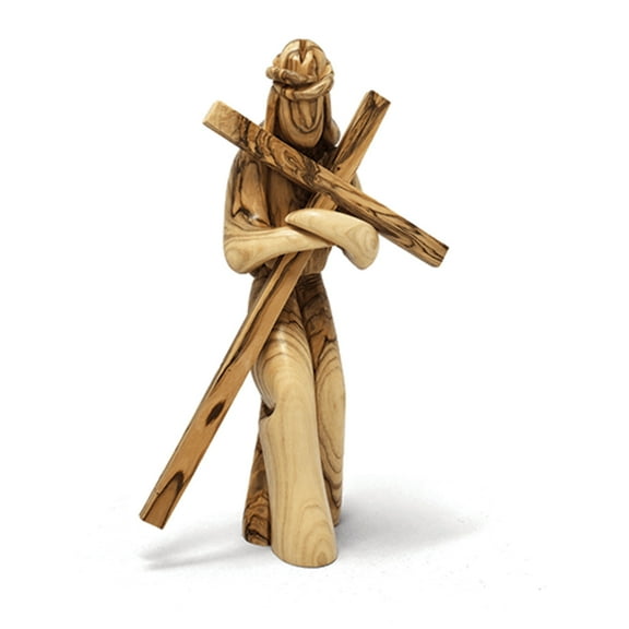 Holy Land Olive Wood Jesus With Cross Figurine