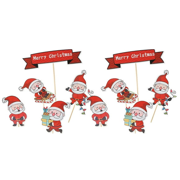 25pcs/5sets Christmas Santa Design Cake Topper Cake Picks Cake Decorations Supplies for Birthday Party Baby Shower
