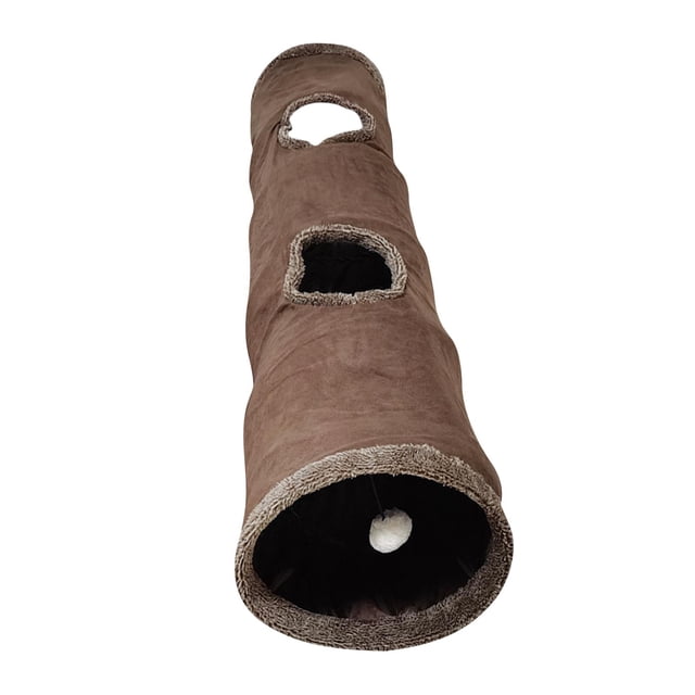 para gatos, tubo interactivo, juguete plegable para r mascotas, tienda de cueva para perros con pelota de juego Marrón L 30x130cm Zulema Túnel de gato