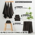 thumbnail image 7 of Kebury 18 Piece Family Bath Towels Set - 6 Bath Sheets, 6 Hand Towels & 6 Washcloths - Microfiber Shower Towels with Hanging Loop Absorbent Ultra Soft Towels for Bathroom Spa Gym- Dark Brown, 7 of 7