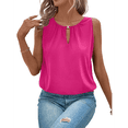 thumbnail image 2 of Chaleco de Cuello Redondo Abotonado de Moda, Color Liso, Rosa, Rojo, XL, 2 of 6