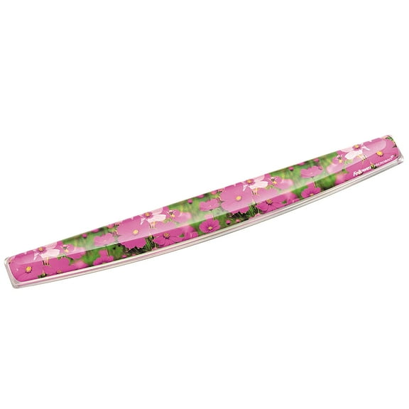 Fellowes Photo Gel Keyboard Wrist Rest with Microban Pink Flowers - 0.75" x 18.56" x 2.31" Dimension - Multicolor - Rubber Back, Polyurethane Cover, Gel - Stain Resistant, Skid Proof