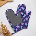 thumbnail image 4 of Hirioo Skull starry sky flower leaf for Silicone Oven Mitts for BBQ, Baking, Cooking, Set of 2, Heat Resistant 260℃, Non-Slip Kitchen Essentials, 4 of 6