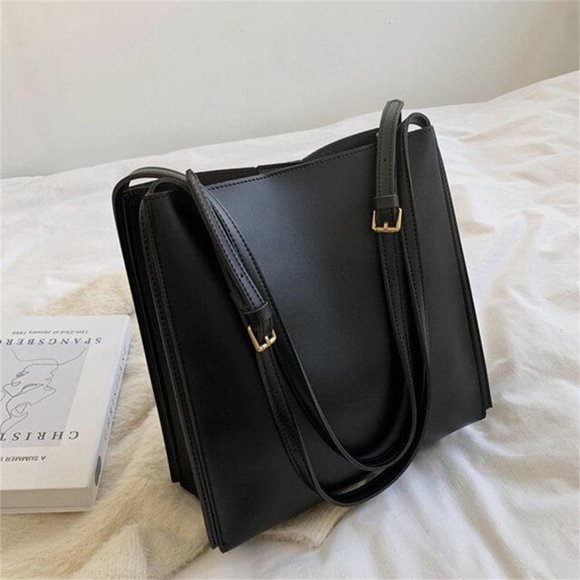 Mistaha Sac Fourre-Tout Rétro Élégant Surdimensionné pour Femmes 2020 Automne Hiver Nouveau Style Hong Kong Tendance Sac à Bandoulière à la Mode Sac à Main Grande Capacité Noir
