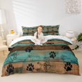 thumbnail image 3 of Homewish Vintage Dog Paws Twin Duvet Cover,Country Farmhouse Lodge Twin Bedding,Green Brown,Reversible,2-Piece,1 Duvet Cover and 1 Pillowcase, 3 of 6