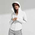 thumbnail image 5 of Vinsonshop Women's UPF 50+ Sun Protection Hoodie Jacket Lightweight Long Sleeve Zip Up Sun Shirt with Face Cover for Hiking Running Outdoor Beige L, 5 of 6