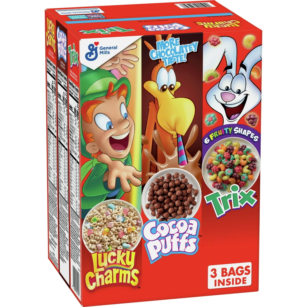 General Mills Cereal Kid Variety Pack, Lucky Charms, Trix, Cocoa Puffs, 38.5 oz