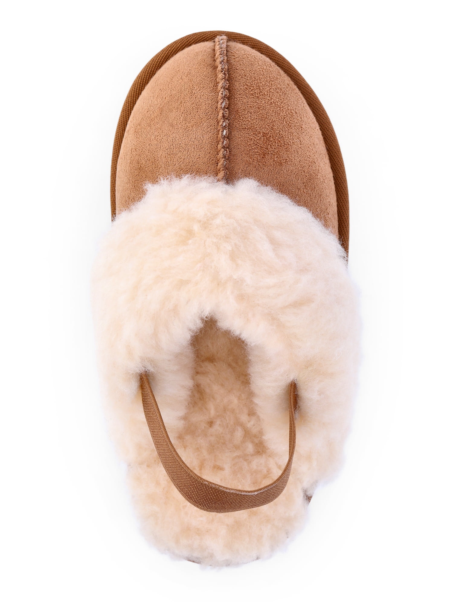 Pawz Girls Faux Shearling Slippers with Slingback Strap