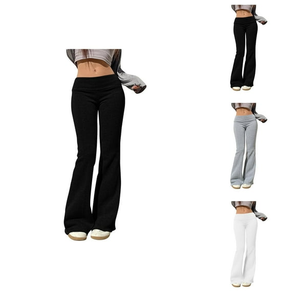 Flared Sweatpants for Women 2025 Fall Winter Low Waist Slim Fit Floor Length Casual Pants Trousers