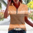 thumbnail image 4 of KIHOUT Women's Striped Color Block Quarter-Zip Polo Shirt, Short Sleeve Stand Collar Casual and Golf Top with Relaxed Fit, 4 of 6