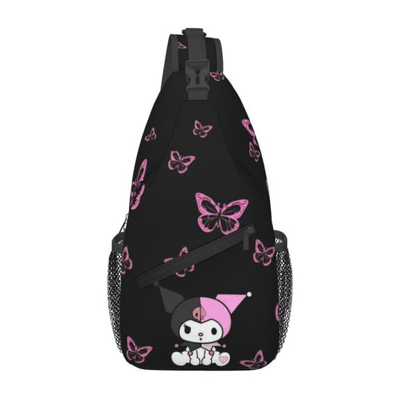 Kuromi Sling Bag Unisex Crossbody Backpack Casual Cross Chest Bag Diagonally Shoulder Chest Pack
