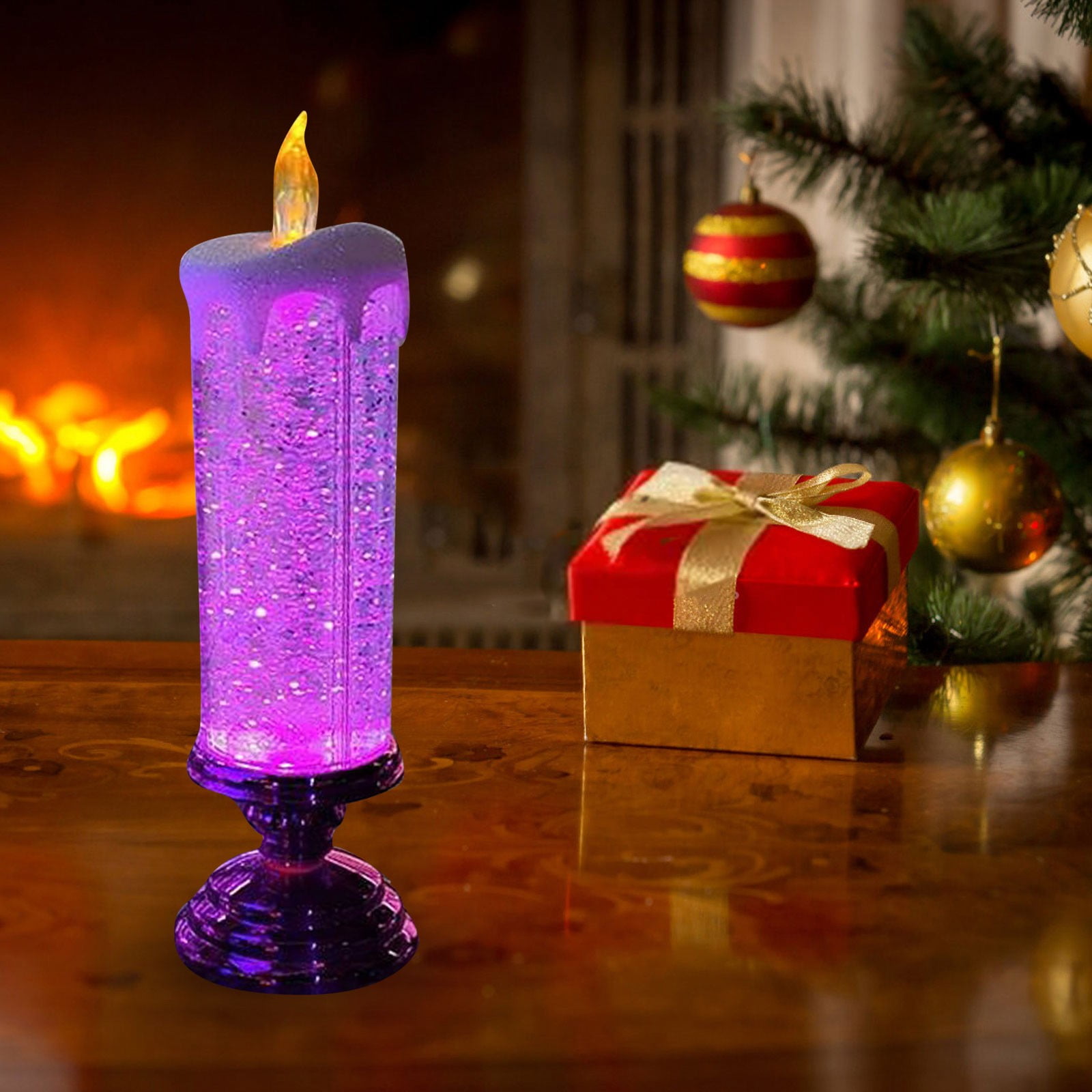 Colour changing led water 2024 candle with glitter