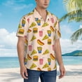 thumbnail image 5 of Balery Hamburger Pizza Coke Print Men's Hawaiian Shirts Short Sleeve Beach Shirt Relaxed Fit Vacation Button Down Shirts-3X-Large, 5 of 9
