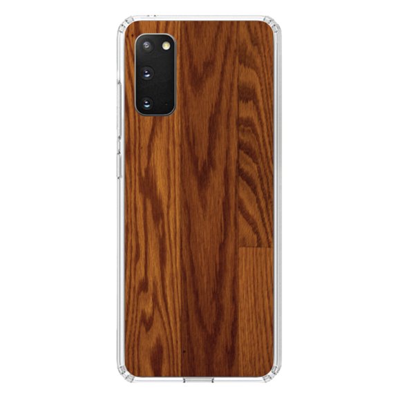 DistinctInk Clear Shockproof Hybrid Case for Galaxy S20 ULTRA / 5G (6.9" Screen) - TPU Bumper, Acrylic Back, Tempered Glass Screen Protector - Dark Wood Floor Print - Printed Wood Grain Image